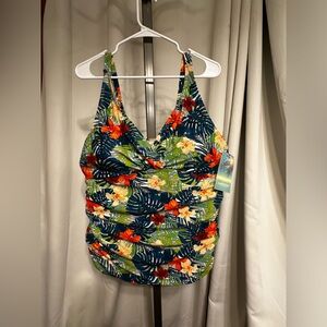 NWTAG Tropical Bright Floral “ Beach Party” Shelf Bra Tankini Top
